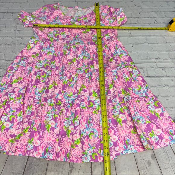 Lilly Pulitzer Jodee Swing Dress Large Amethyst Moms The Word Floral D079 -21 - Picture 2 of 16